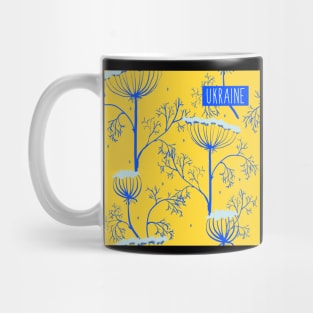 ornament of dill plants in the colors of the Ukrainian national flag. Mug